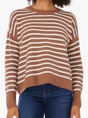 Halogen®Stripe Crewneck Sweater Medium